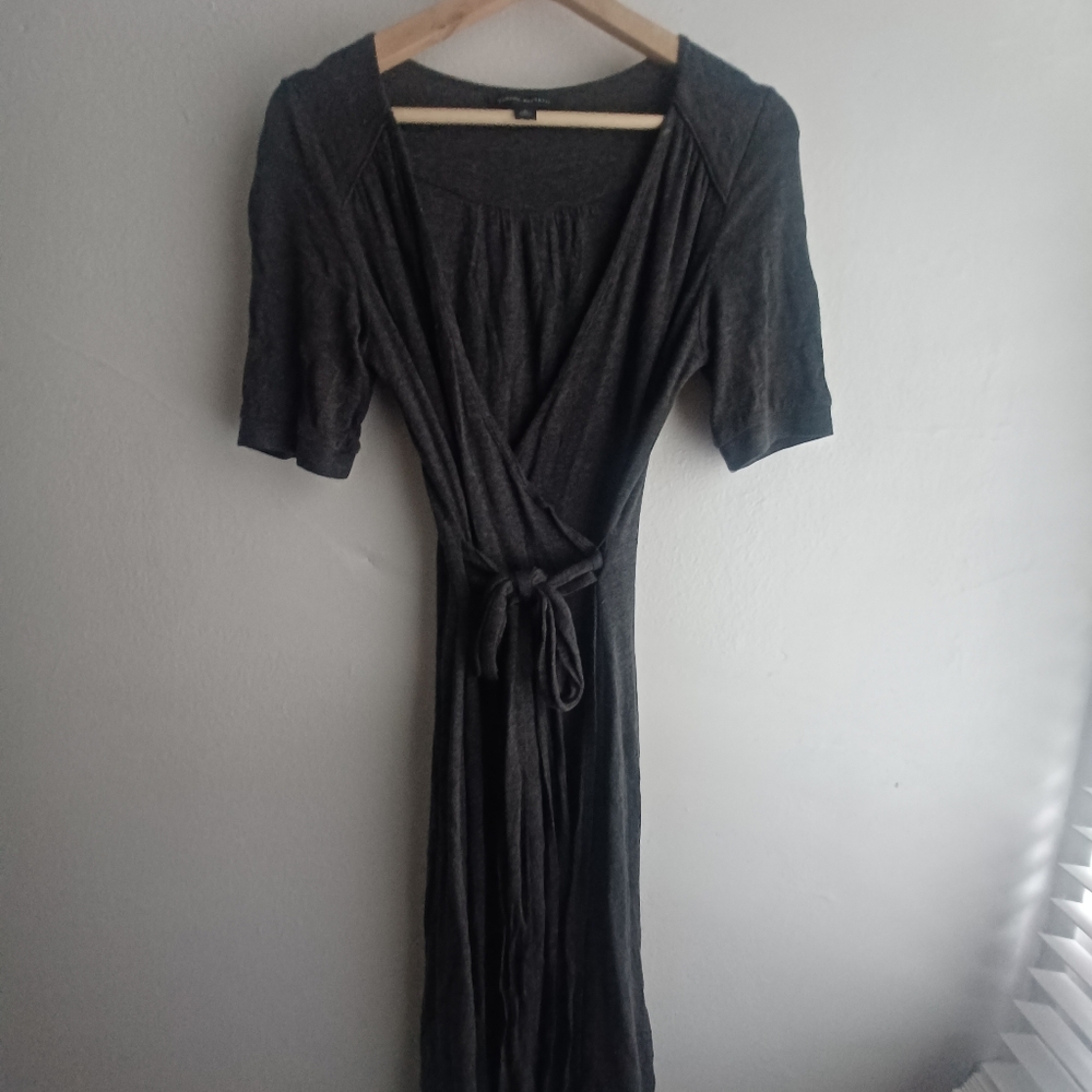 Banana republic full length gray wrap dress